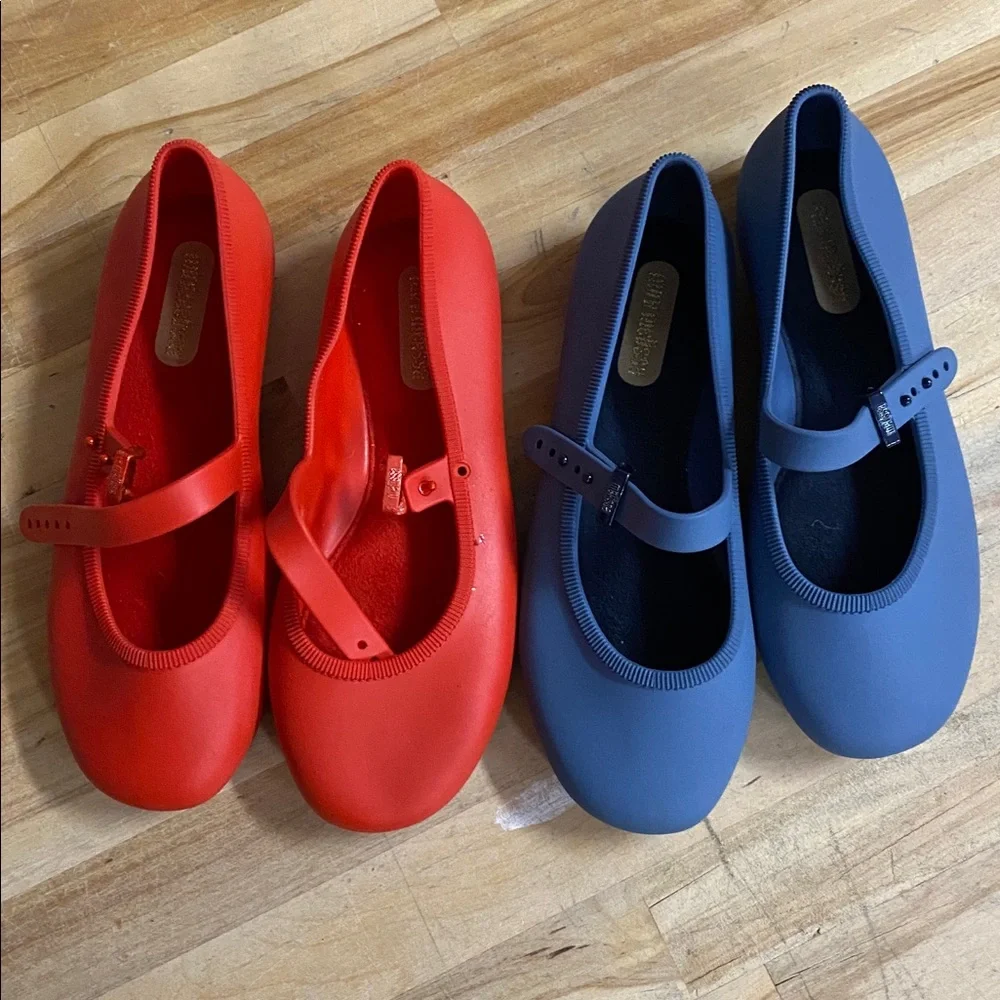 Mini Melissa Kids Mary Jane Ballet Flats - Red and Blue size kids 1  2 pairs